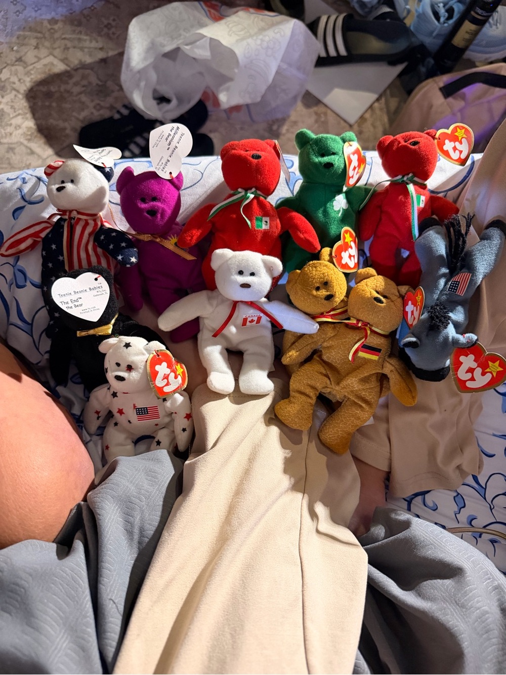Ty Beanie Babies Plush Bears - Multicolor Red Green White Gold Purple Black Blue